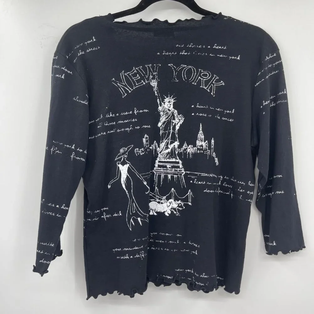 Cactus New York Shirt Large Black White Ruffle - Picture 6 of 8